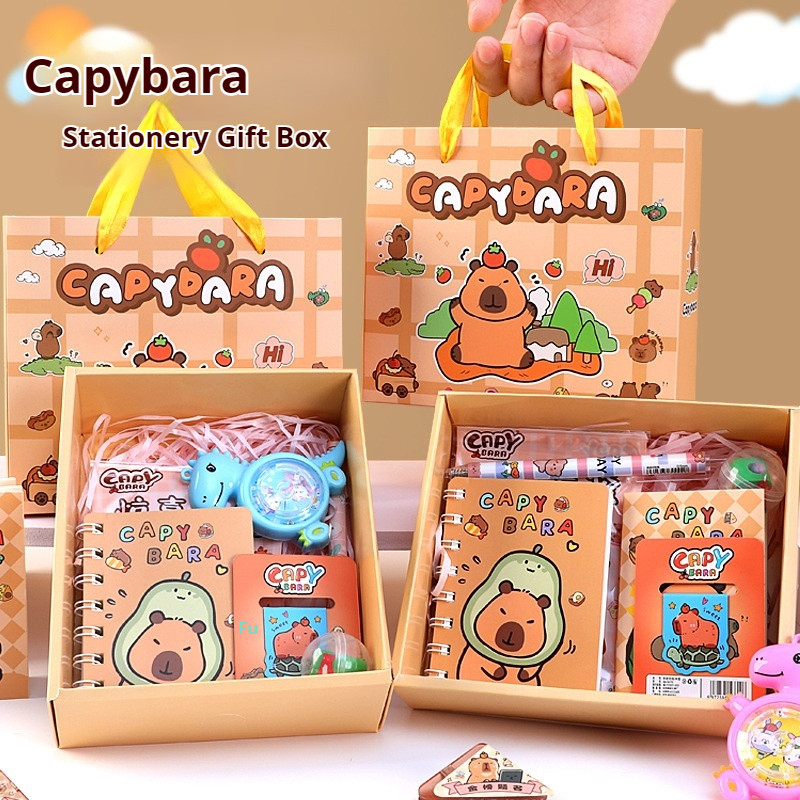 

7Pcs Creative Capybara Stationery Gift Box For Kindergarten Students Capybara Stationery Set Surprise Gift Pack Back To School