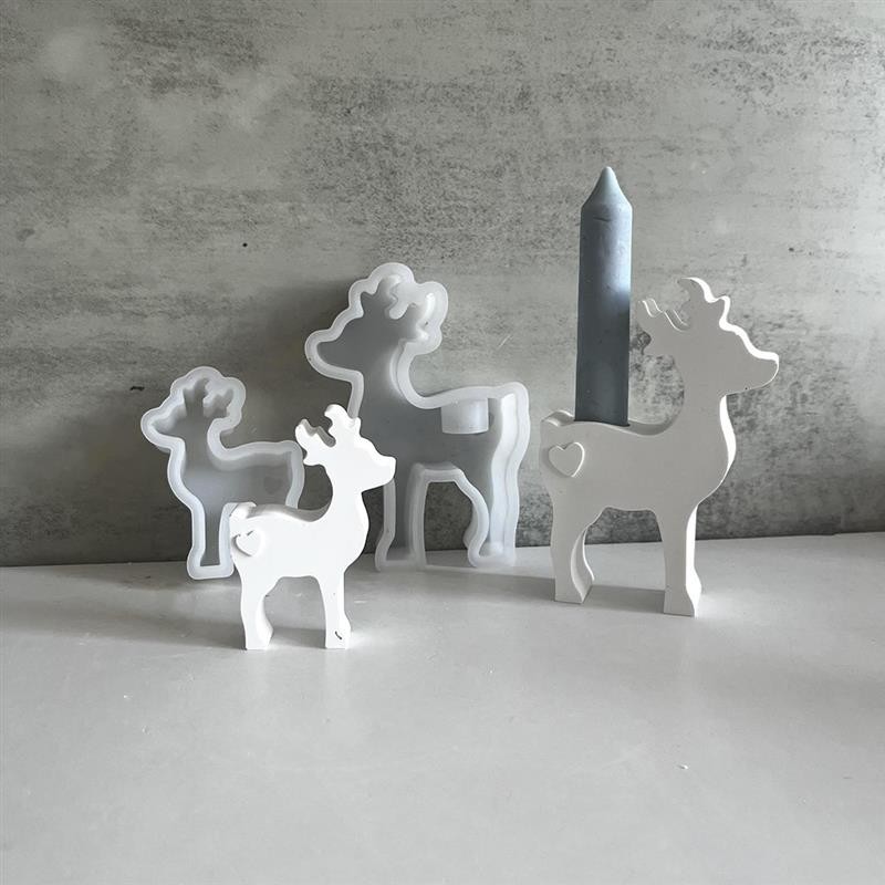 

New Elk and Deer Shaped Silicone Mold Plaster Cement Ornament Home Decor Resin Casting Aromatherapy Mould Christmas Decoration