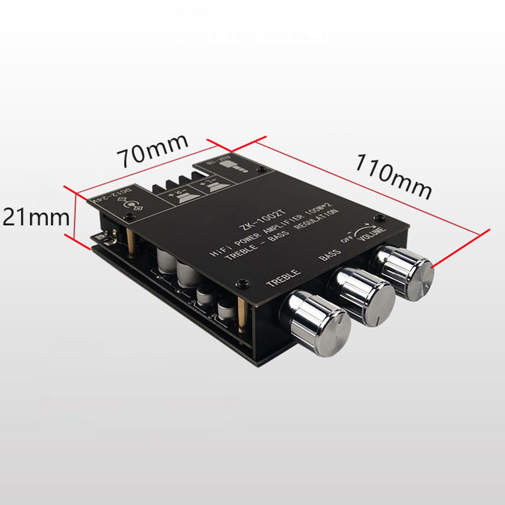 ZK-1002T Bluetooth Compatible HIFI Audio Amplifier Kit Dual Channel 2X100W with Bass Treble Controls