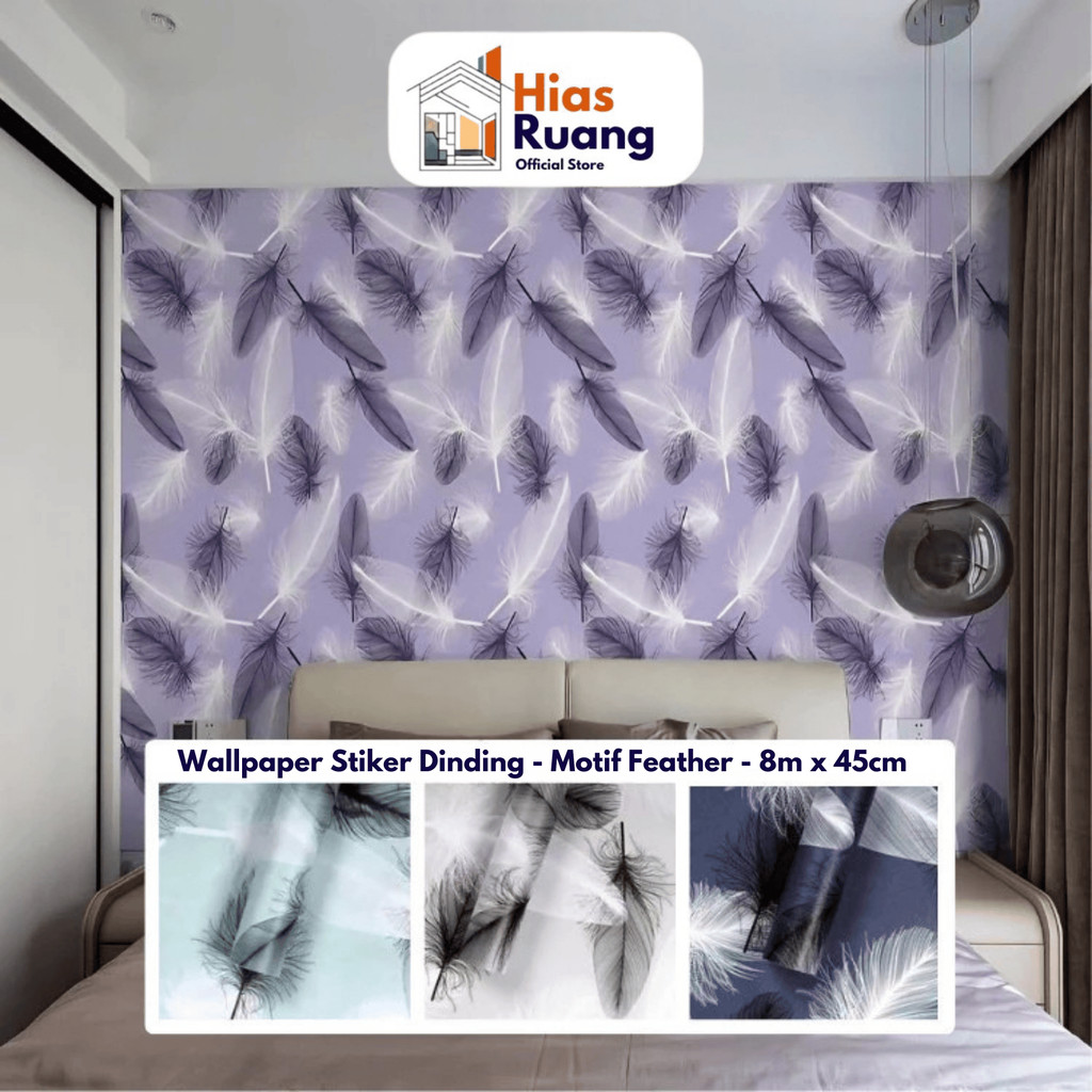 Wallpaper Dinding Stiker Feather Webbing Bulu Anyaman Sticker Anti Air Praktis Tembok Tripleks Meja 