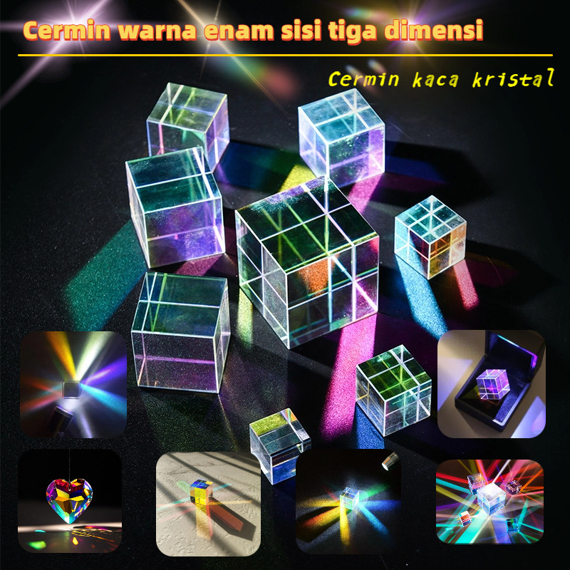 Liontin kaca kristal Prisma Kubus Pelangi Dekorasi Meja  Hadiah ulang tahun