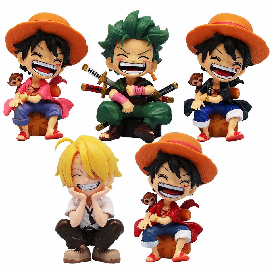 13cm Anime Figure One Piece Monkey D Luffy Roronoa Zoro Kawaii Toys Q Figural Nendoroid Car Decorati