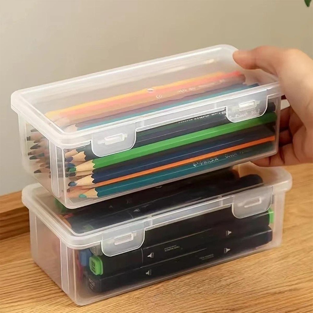 

​Large Clear Transparent Pencil Case Organizer Multifunctional Art Supplies Storage Box for Students Creative School Organizer
