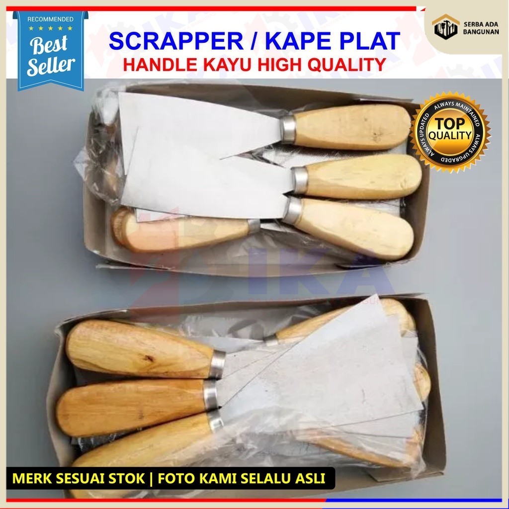 SAB Kape Gagang KAYU  11/2” 2” 3” 4” / Scraper / Skrap / Scrap / Kape Plat Gagang KAYU / Kape Gagang