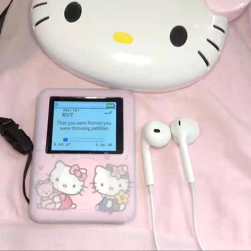 

2024 New Sanrio Hello Kitty Mp3 Student Sports Portable Ultra-Thin Mini Music Walkman E-Book Cute Doll Playing Music Girl Gifts
