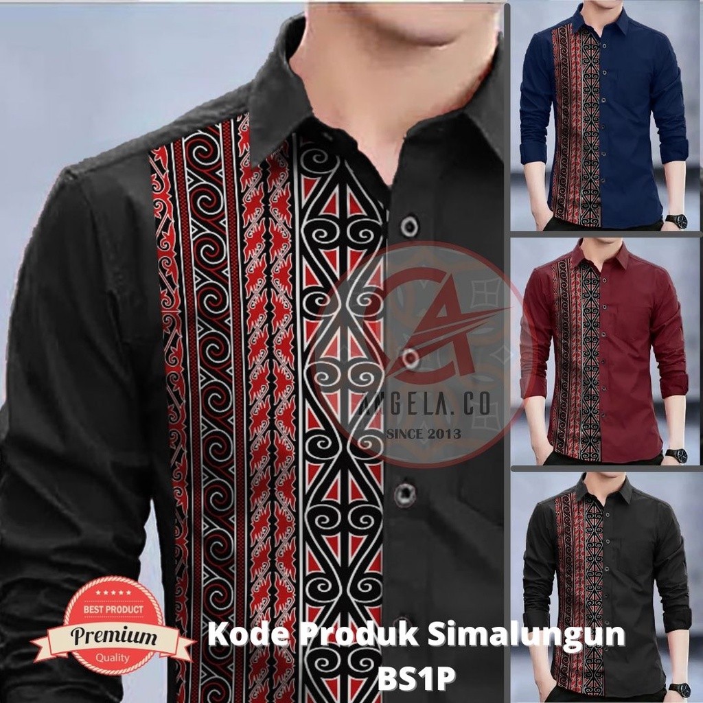 Angelaco | Batik Ulos Pria Motif Simalungun Lengan Panjang BS1