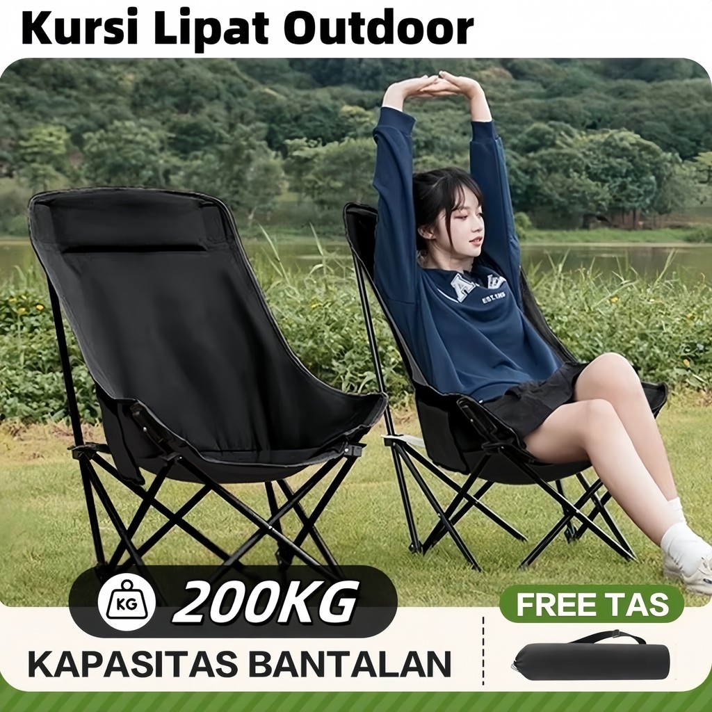 Kursi Sandaran Kursi Lipat Outdoor Beban 150KG Kursi Santai Portable Kursi Camping