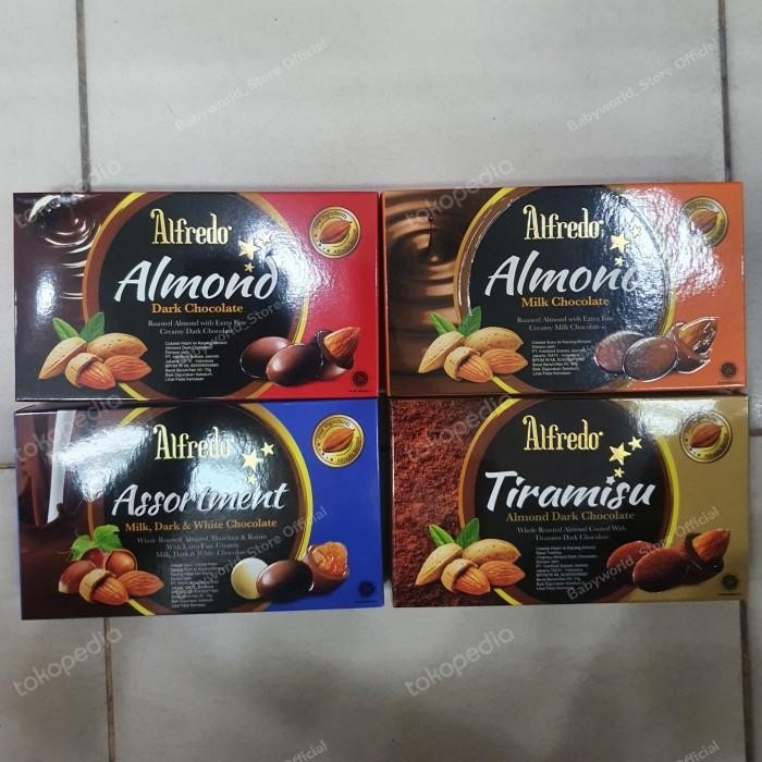 

Alfredo Coklat Import Kotak 70gr Varian Milk Almond / Dark Almond / Assortment