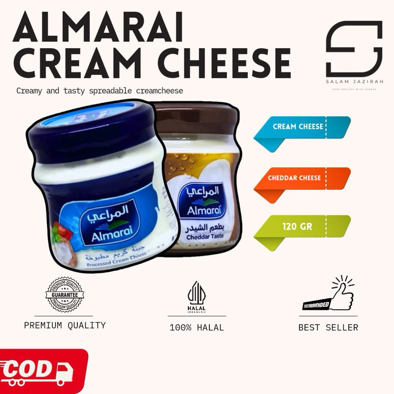 

Almarai Cream Cheese & Cheddar Taste ORI | Cream Cheese Import Arab Saudi | Krim keju 120gr