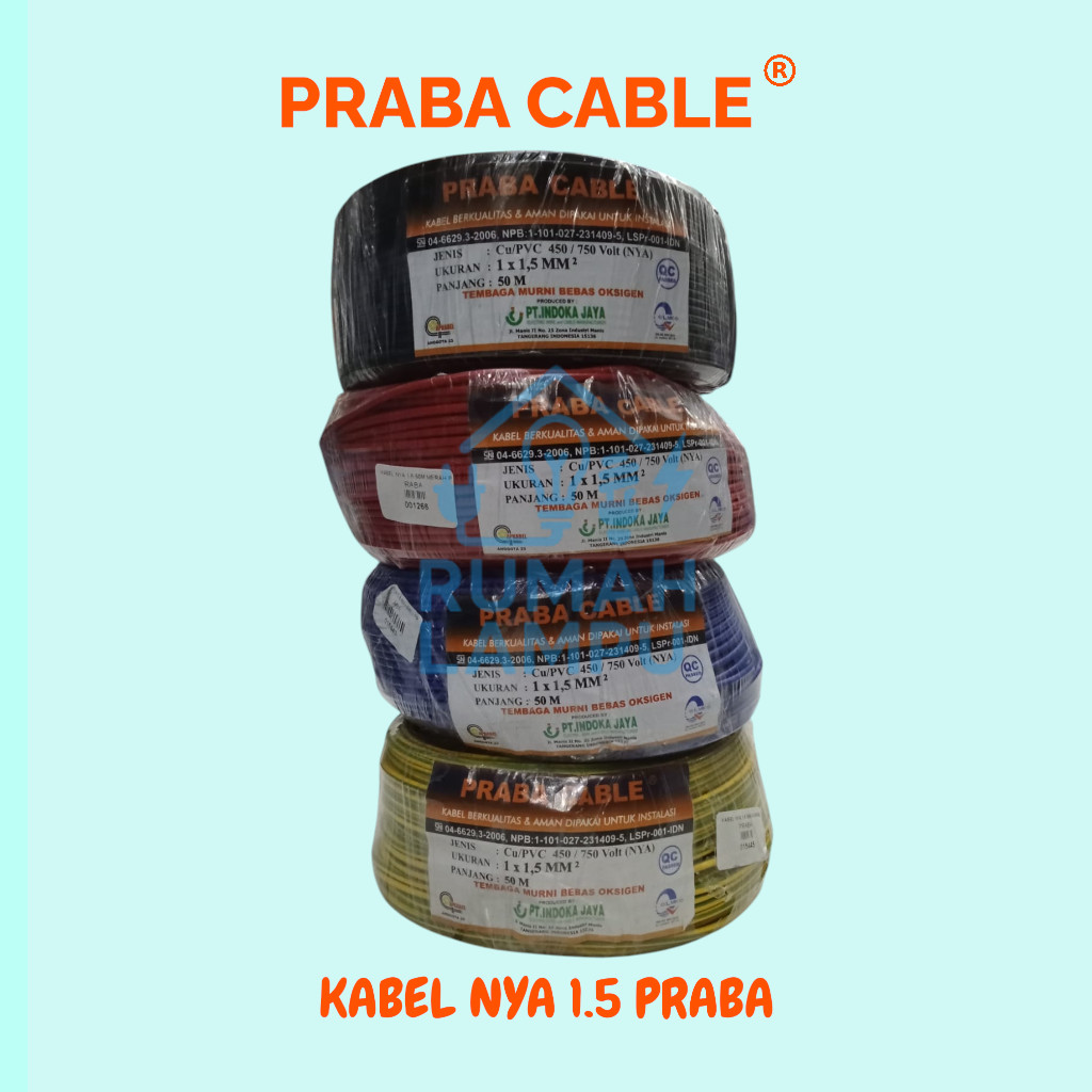 KABEL TUNGGAL KAWAT NYA 1.5 PRABA 50M, 100M