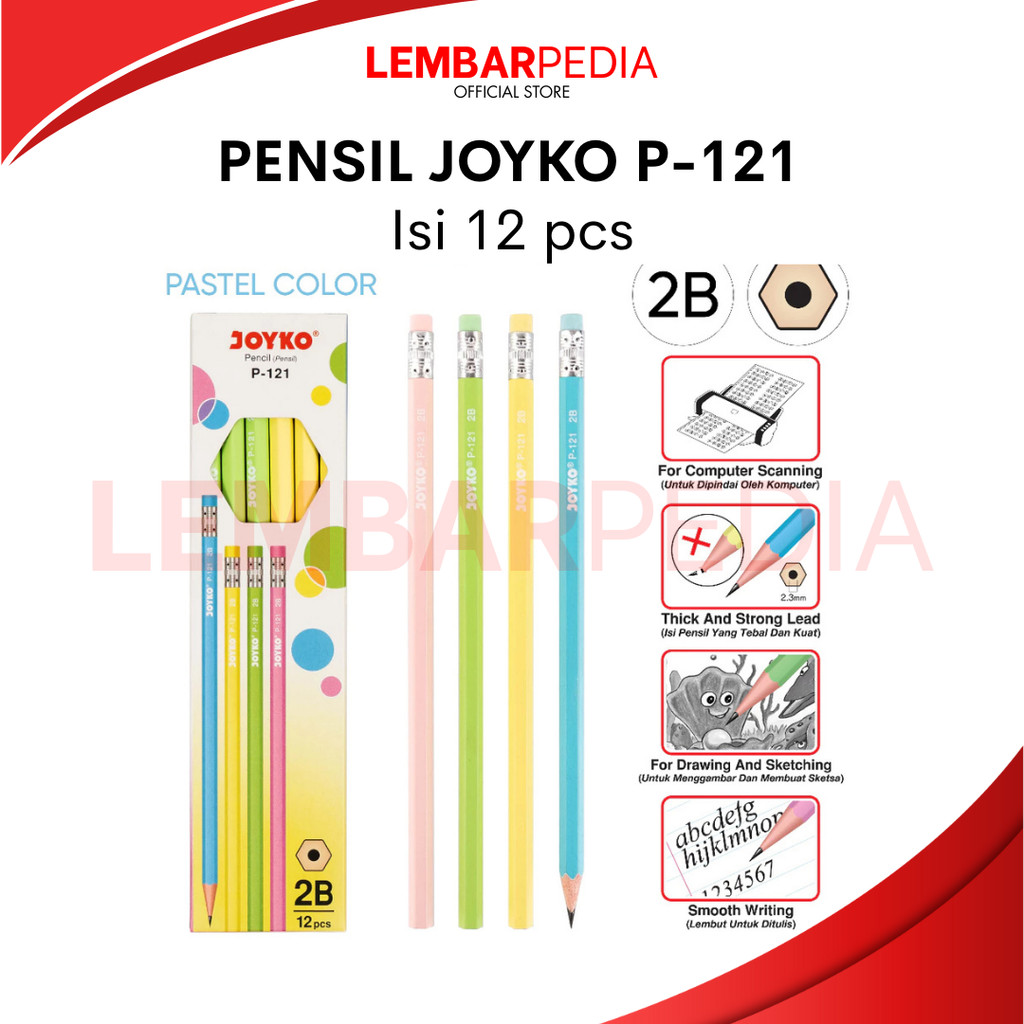 

PENSIL JOYKO 2B P-121 PASTEL PER BOX ISI 12 PCS