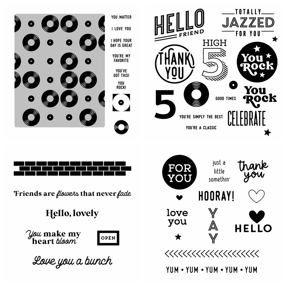 

Vinyl Record Metal Cutting Dies and Clear Stamps Greatest Hits Transparent Rubber Stamps Seal for DIY Scrapbooking Card Making