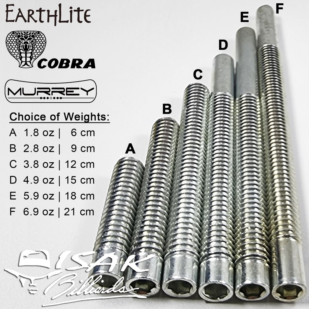 Earthlite Cobra Murrey Weight Bolt - Baut Pemberat Cue Stick Billiard