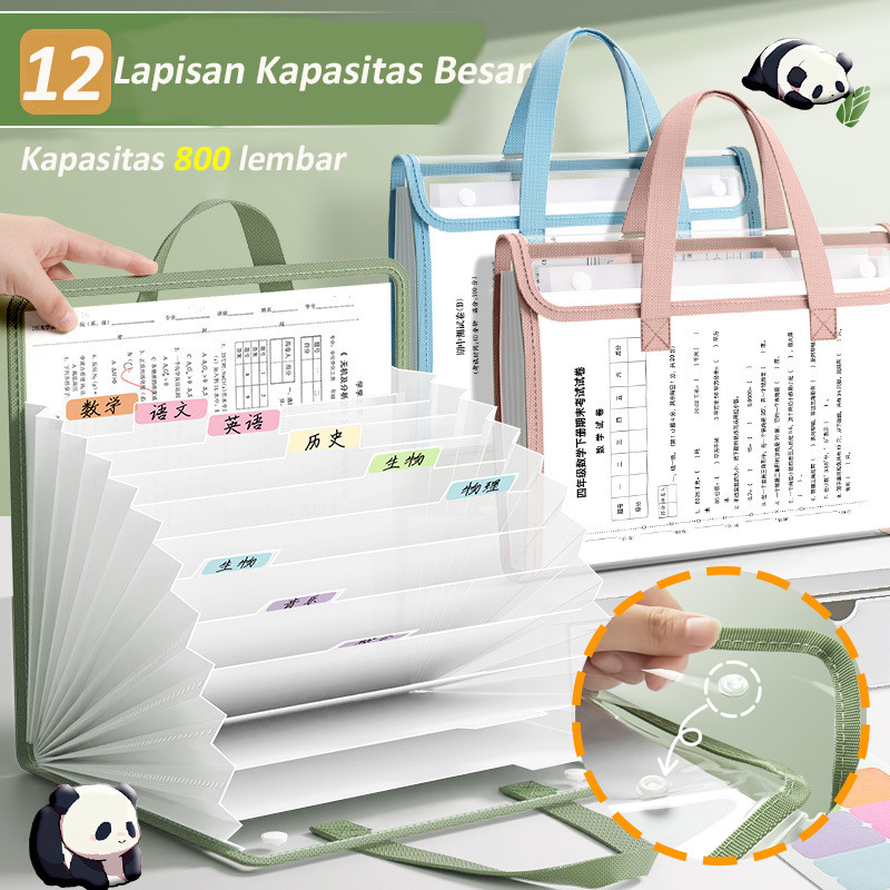 

13 Sekat Transparan File Folder Document Bag/A4 Dokumen Ukuran Folio Tas Berkas/Folder Map Kerja Document