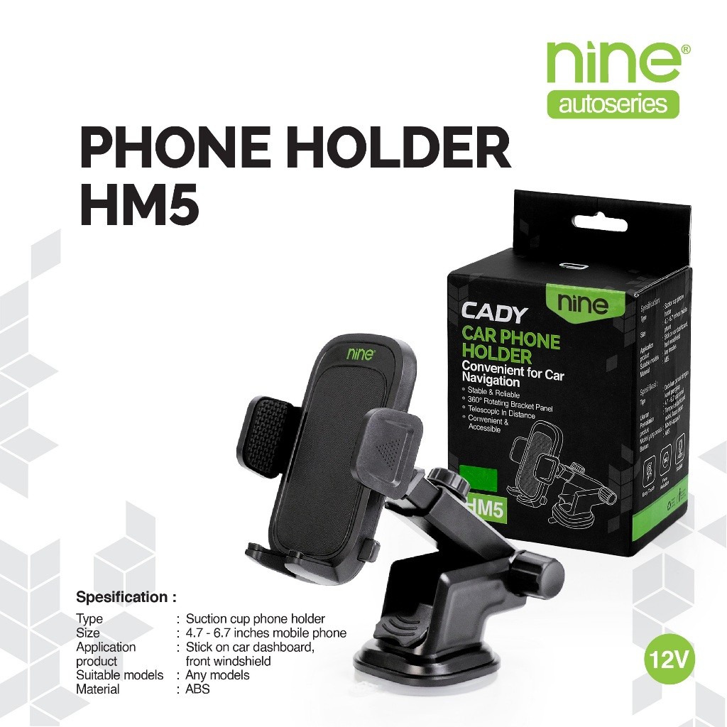 CADY Phone Holder Suction Cup Automatic Lock 360° Universal Dashboard Car HM5 - NINE OPTIMUS