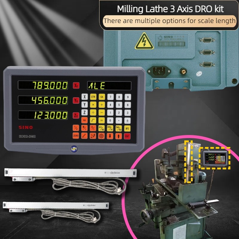 

3 Axis DRO Set Digital Readout with 3 Pieces 70-1020mm 0.005mm Linear Scale Encoder Sensor for Milling Lathe Turning Machine