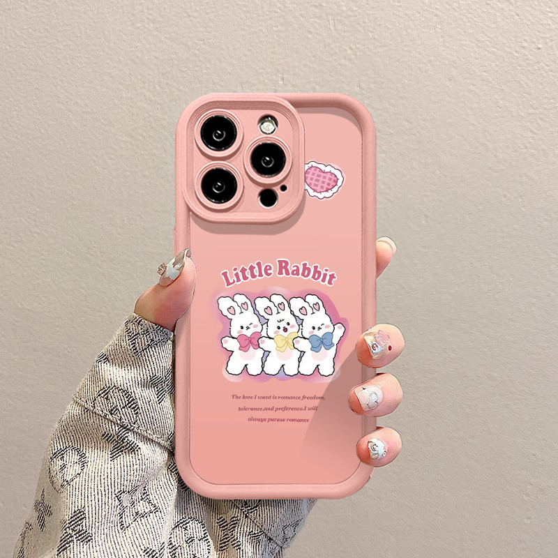Kelinci lucu Casing Untuk IPhone 16 11 15 13 14 12 Pro Max 7Plus 8Plus SE 2020 XR X XS Max 16 7 8 6S