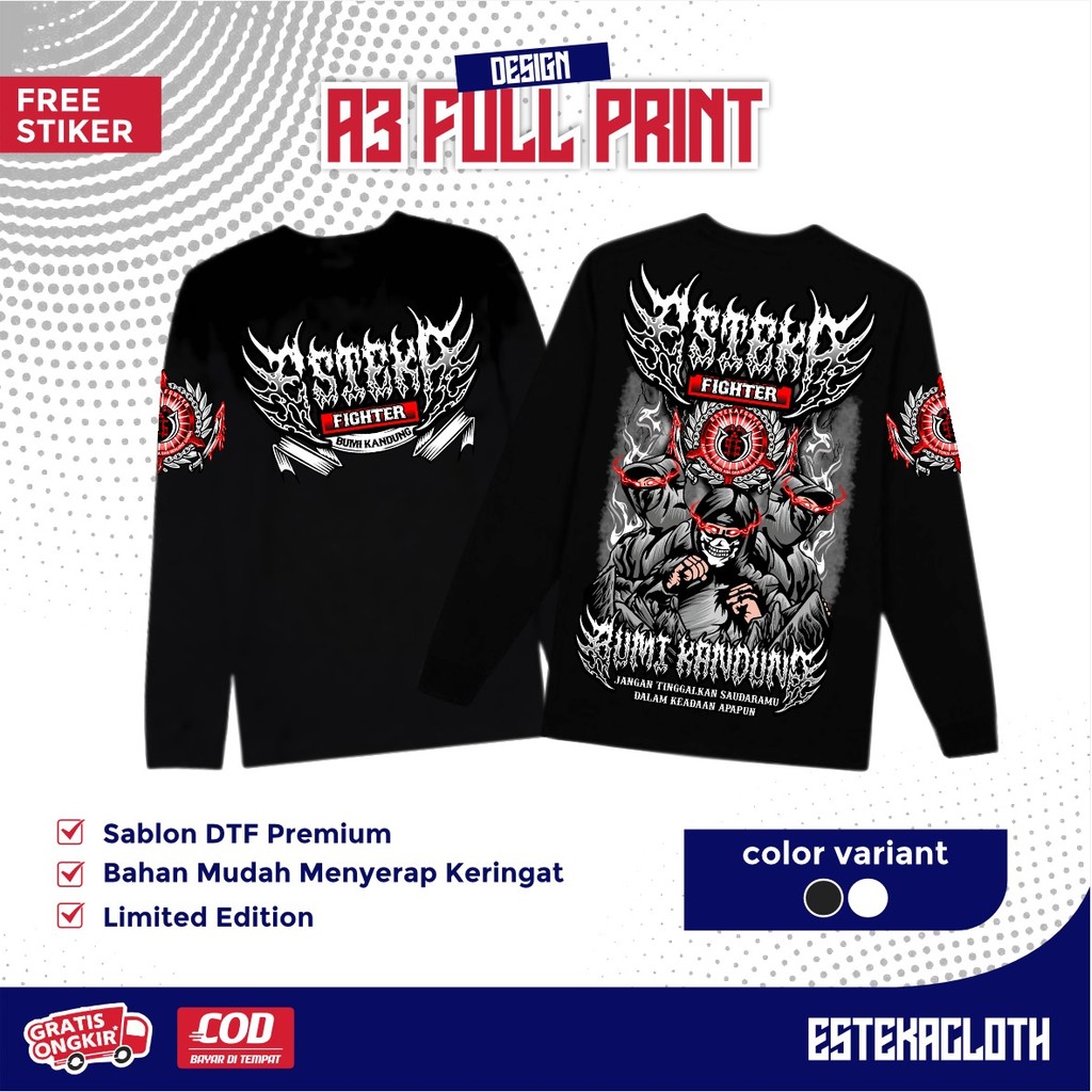 KAOS LENGAN PANJANG PSHW ESTEKA FIGHTER BUMI KANDUNG - T-SHIRT LONGSLEEVE PSHW - KAOS LENGAN TANGAN 