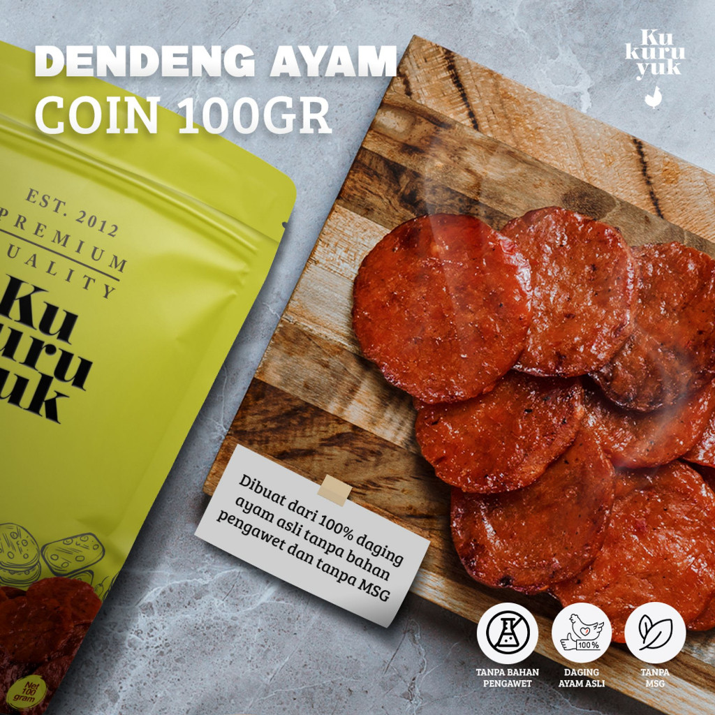 

[PREMIUM COIN] Dendeng Ayam Kukuruyuk Makanan Siap Saji Frozen Food - 100 Gram