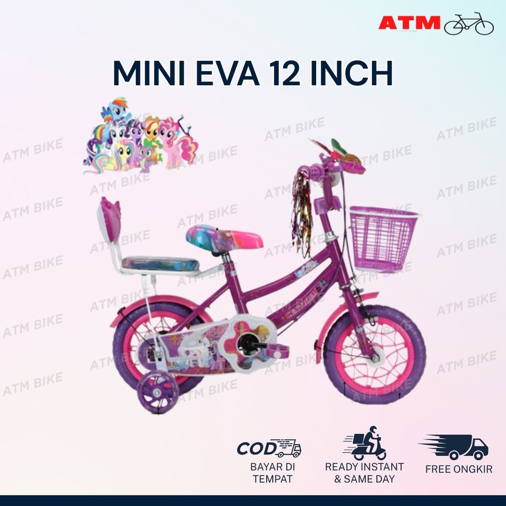 Sepeda Mini 12 INC EVA Chamomile & Centrum Anak Perempuan Velg Premium Terbaik Makassar