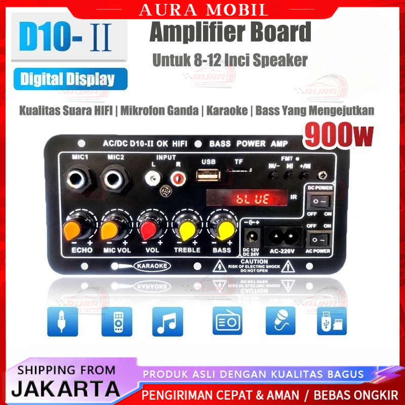Amplifier Bluetooth Super Bass 12V/24V/220V Modul Speaker Bluetooth Power Amplifier -Aura Mobil