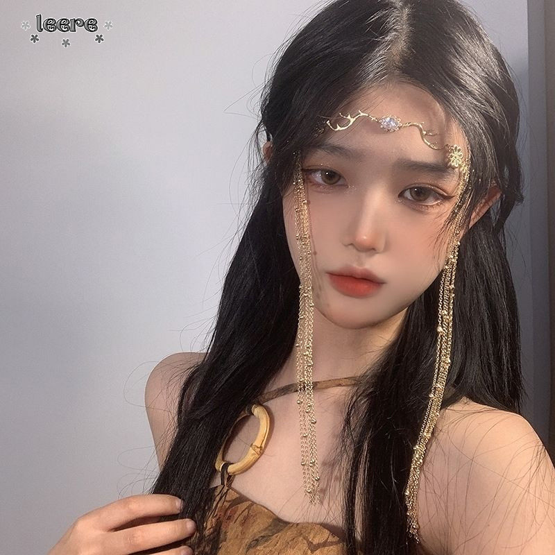 COD Retro Water-drop Tassel Face Curtain Antique Style High-end Women Hair Accessories Headdress-Le