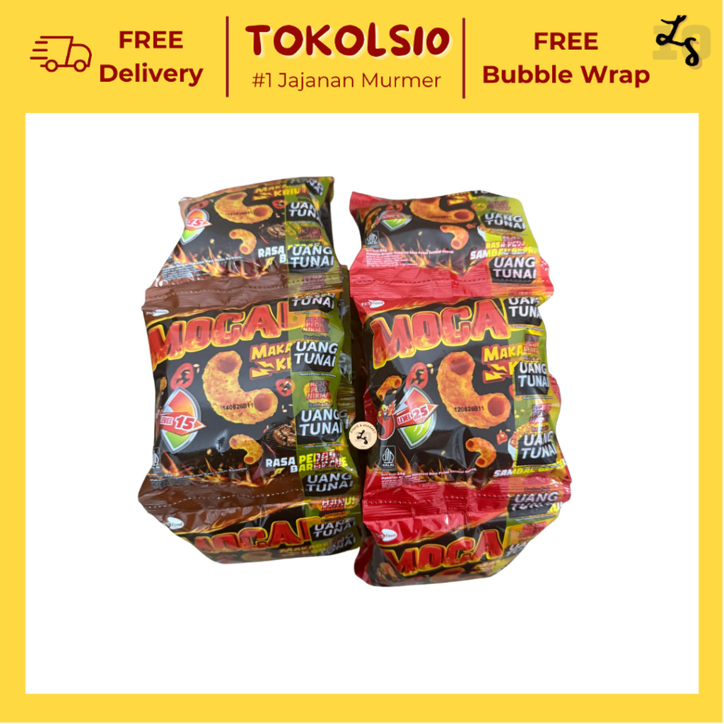 

Mocabe Makaroni Kriuk Kering Pedas Berhadiah Uang Rasa Ayam Geprek/BBQ 10 pcs x 25gr