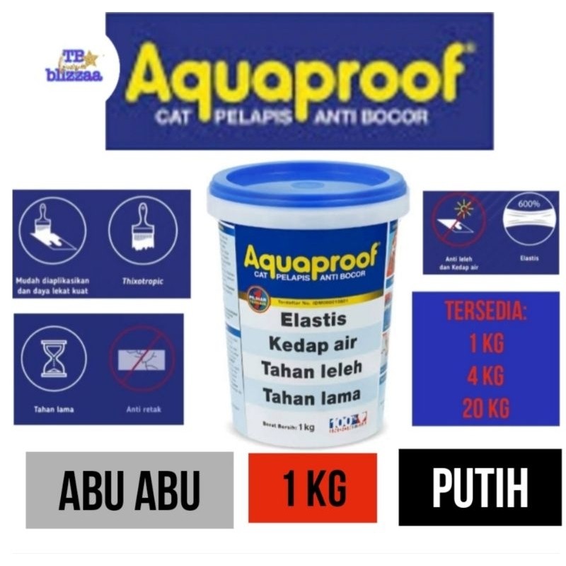 Aquaproof 1kg Aquaproof Abu Putih Cream Terakota Abu Muda Hitam 1kg Aquaproof Elastex Waterproof 1kg