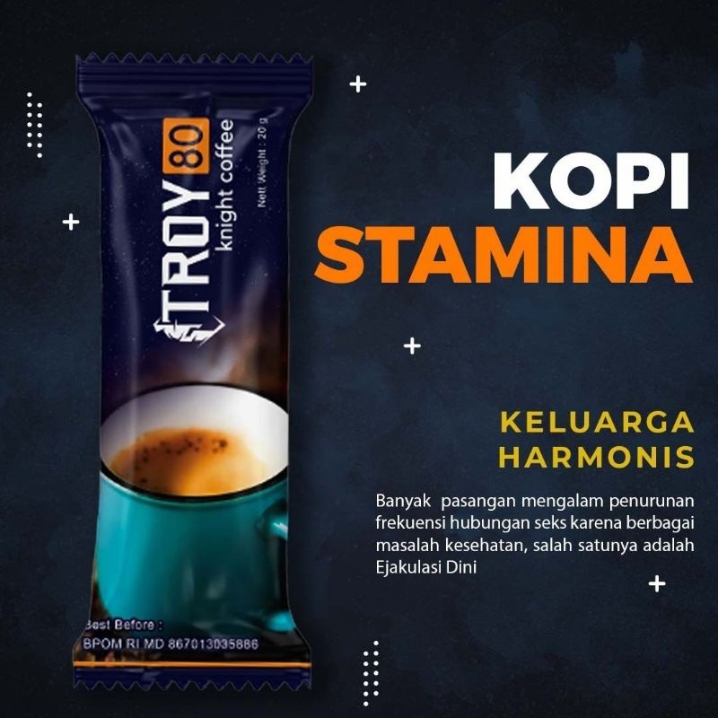 (GRATIS ONGKIR)Kopi Troy 80 Stamina Pria Dewasa Original tahan lama Halal BPOM(Bisa COD)