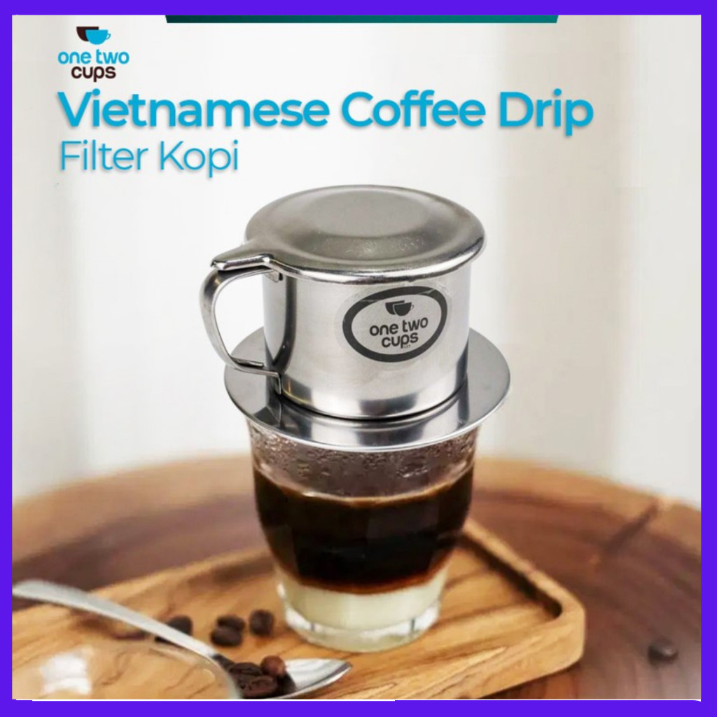 SILVIA ATENA STORE-One Two Cups Saringan Kopi Vietnam Drip Coffee Filter Pot 114ml 6Q One Two Cups F