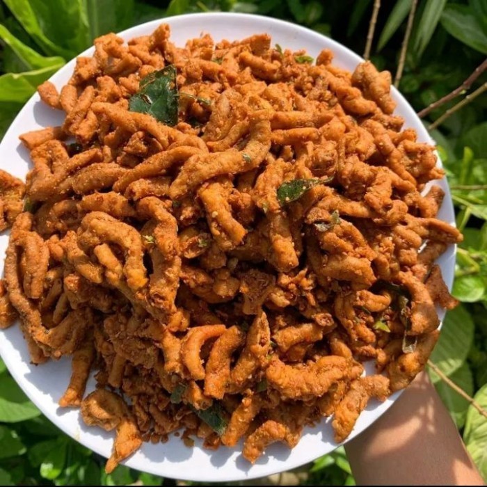 

Keripik Usus Krispi Pedas Daun Jeruk 500gr Morang Moreng / Kripsus