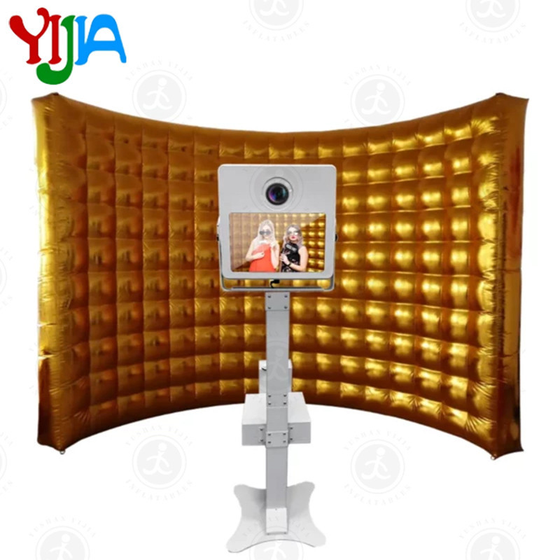10FT-3m  Golden/Silver Inflatable Photo Booth Backdrop Inflatable Photo booth 360 Wall With Blower  