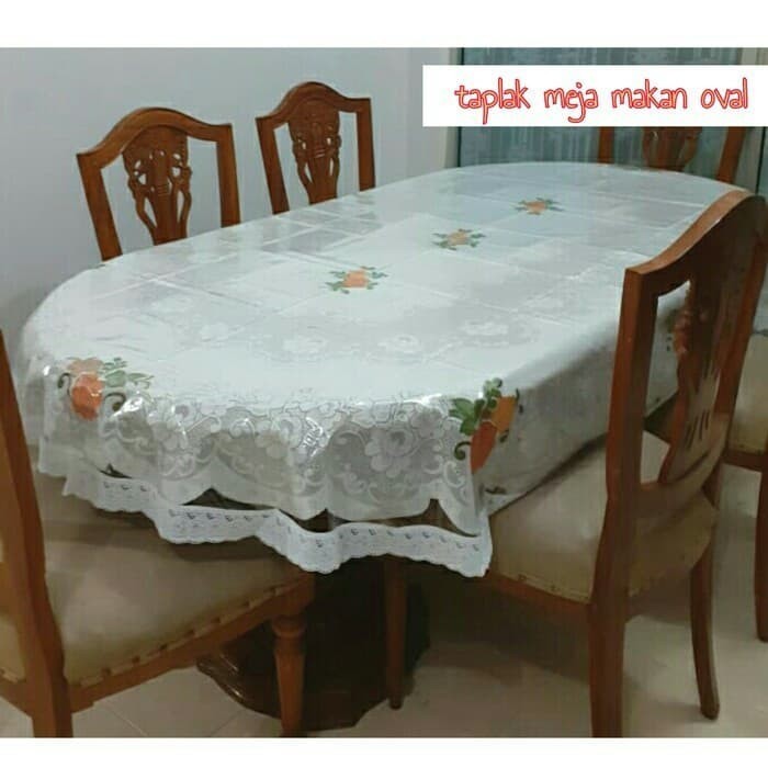 New Taplak meja makan plastik tebal renda sisi 6/8 kursi import