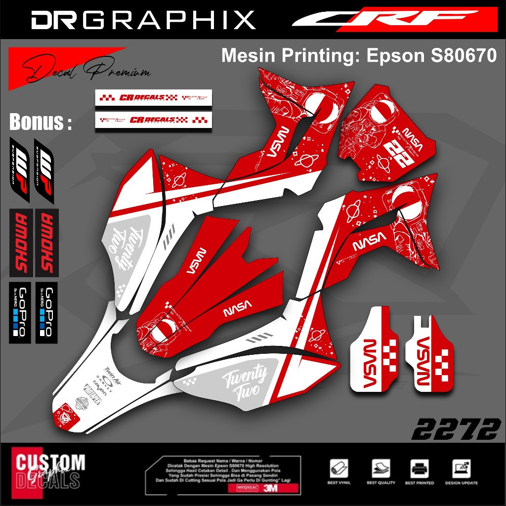 dekal stiker honda crf 150 full body - Print Mesin Epson , Bahan + Laminasi, Warna Tidak Pudar
