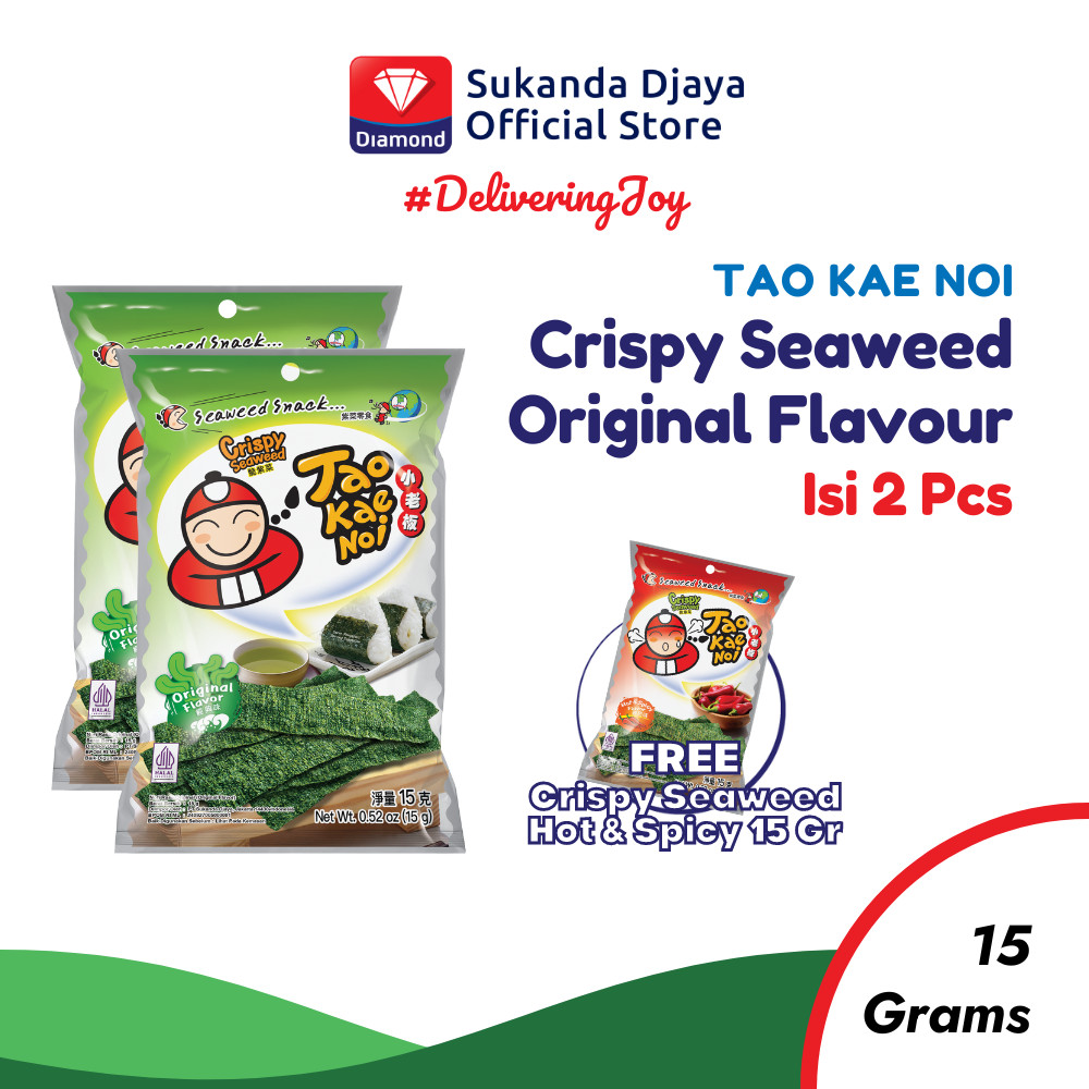 

Tao Kae Noi Crispy Seaweed Original Flavour 15 Gr ISI 2 [Free Hot & Spicy 15 Gr]