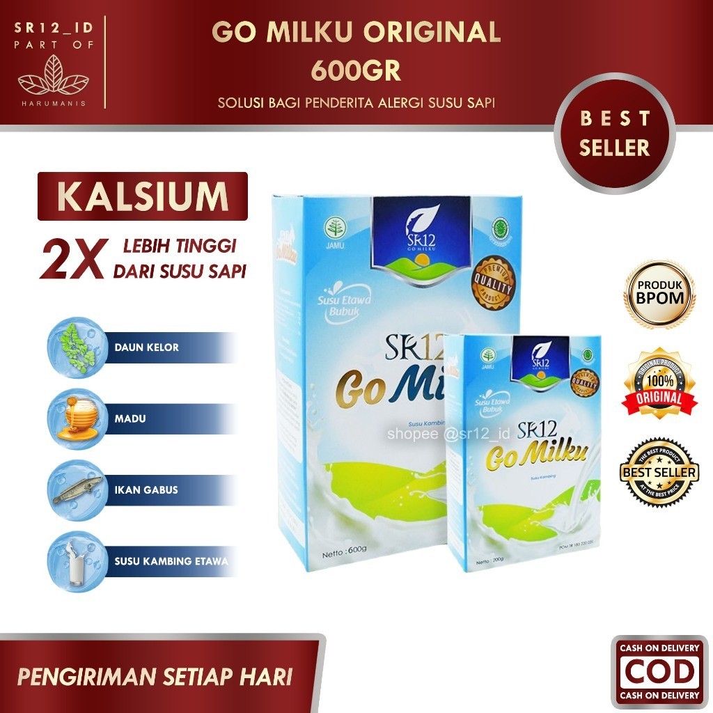 

GO MILKU ORIGINAL 600GR SR12 / GOMILKU SR12 / SUSU KAMBING ETAWA SR12