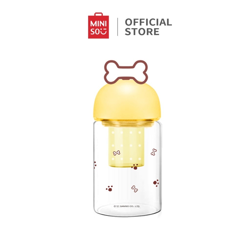 yj77bm Miniso X Sanrio Tumbler Glass With Tea Separator 330Ml Pompompurin Melody Cinnamoroll Botol M