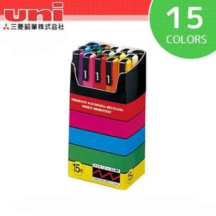 

Uni posca marker PC-3M - spidol set 15 warna