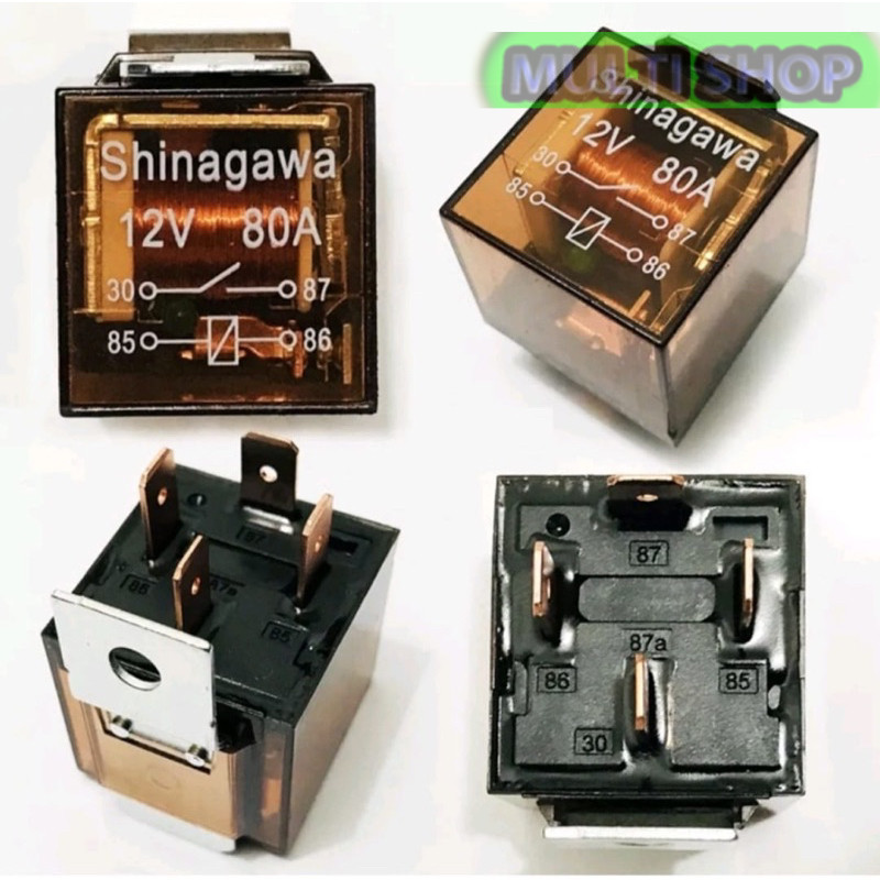 RELAY KLAKSON 80 AMPERE 12 VOLT KAKI 4 QUALITY