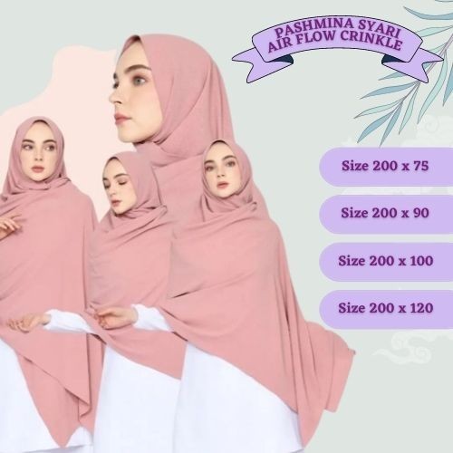 PASHMINA CRINKLE AIRFLOW 200 X 100 JUMBO SYARI PREMIUM - BABY PINK