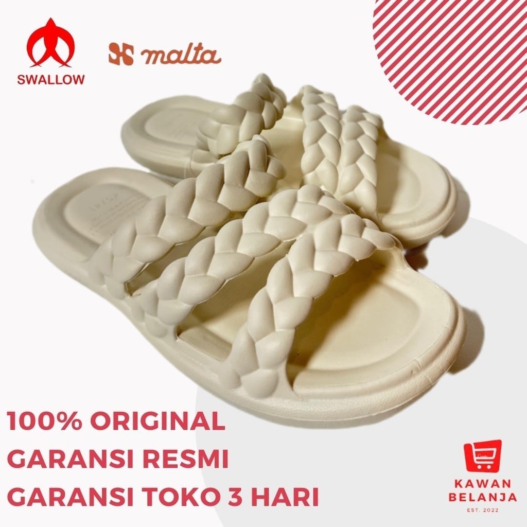 Sandal Selop EVA Wanita Perempuan Putih White Malta by Swallow Sandal Indonesia 103F-1 36 37 38 39 4
