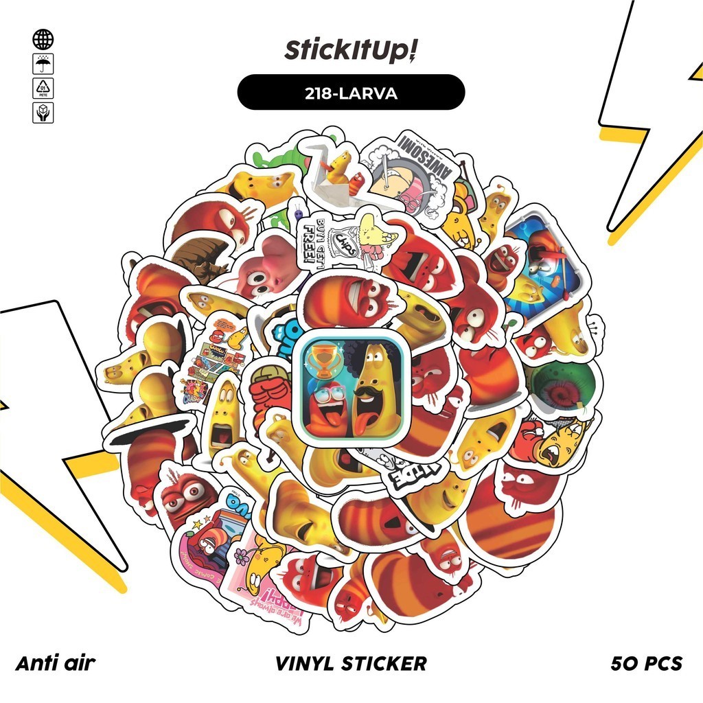 

COD✨ 50 Pcs Stiker Pack Graffiti Motif Kartun Larva Lucu Lucu Aesthetic Vynil Waterproof untuk Freebies Sticker Buku Journal Casing HP Laptop