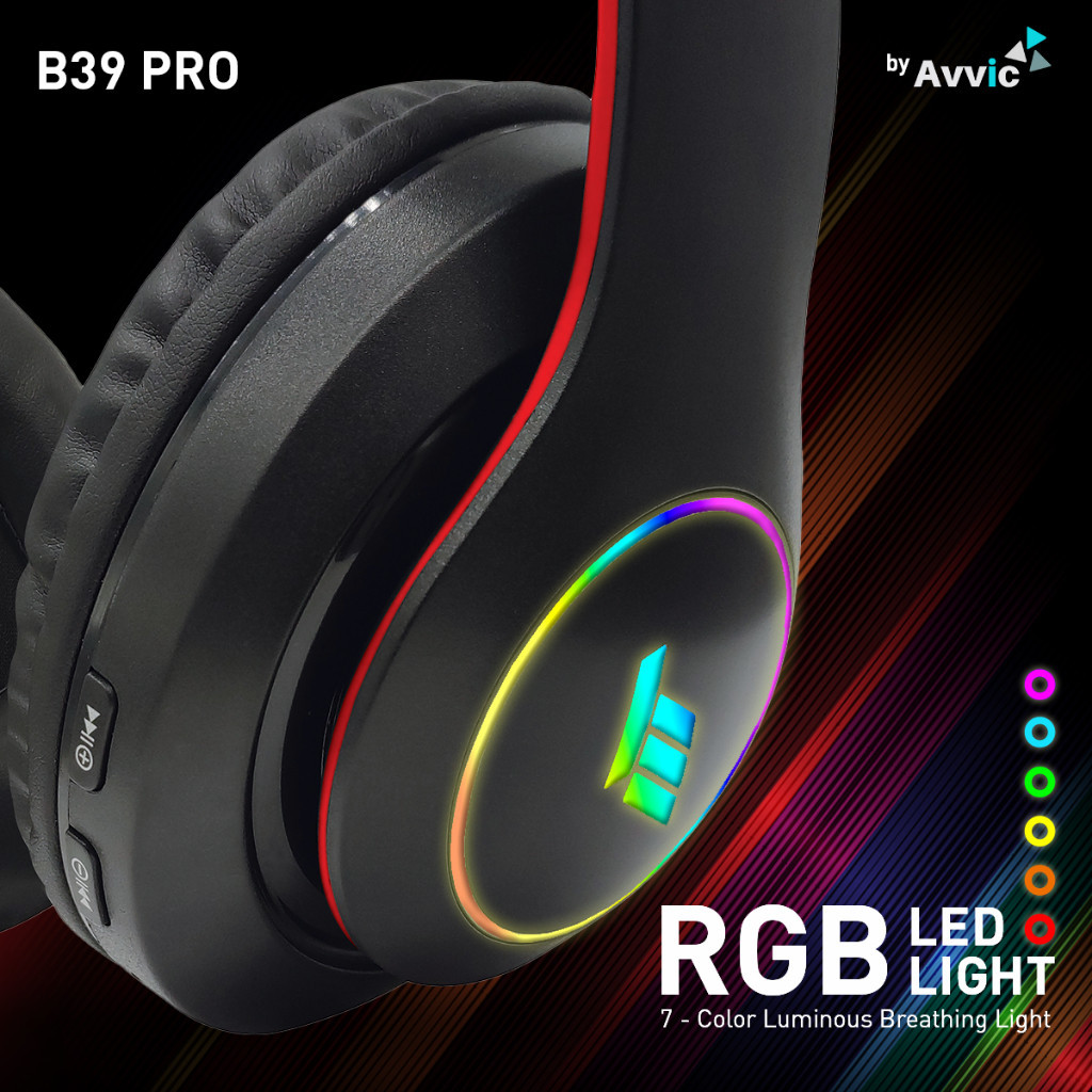 big sale avvic b39 pro headphone bluetooth wireless headset bando super bass hifi sound music rgb