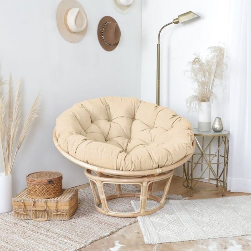 Kursi Sofa Teras Bulat Uvo Parabola Papasan Rotan Asli Alami Natural Murah Minimalis High Quality