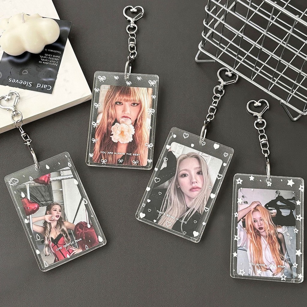 

Transparent Clear Acrylic 3 inch Kpop Photocard Holder Photo Card Holder Bag Pendant School Stationery