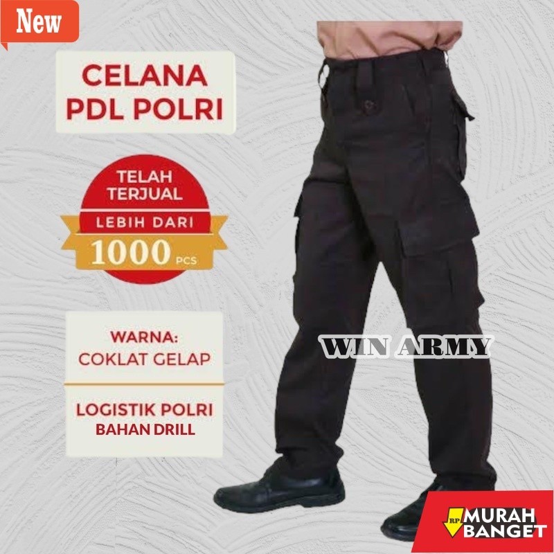 Celana kerja lapangan pria yg lagi viral- Celana PDL Warna Coklat Polisi - Celana Lapangan Pramuka -