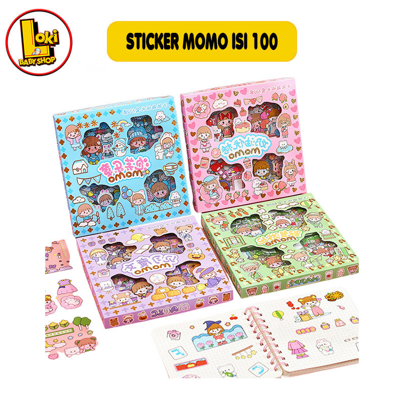 

Stiker 100 Lembar Momo Sticker Waterproof Anti Air Kartun Lucu Korea - Biru