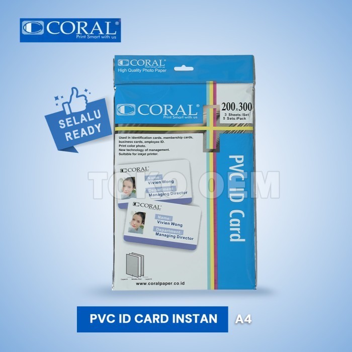 

promo ✨ -Kertas PVC Bahan ID Card Instan Coral A4 isi 5 Lembar Coral