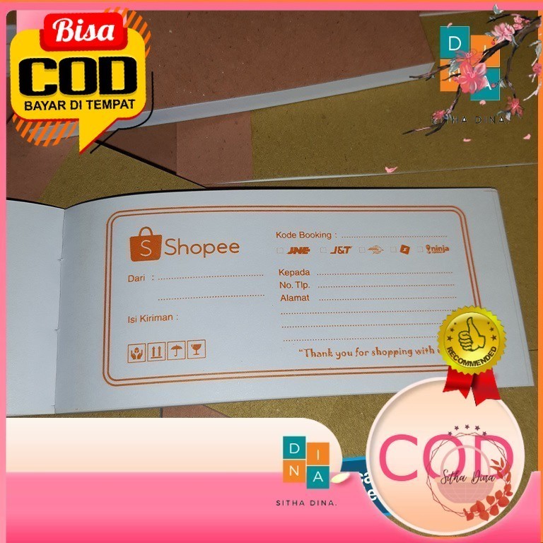 

100 LEMBAR BUKU LABEL PENGIRIMAN KERTAS ONLINE SHOP / LABEL PENGIRIMAN SHOPEE MURAH HARGA GROSIR