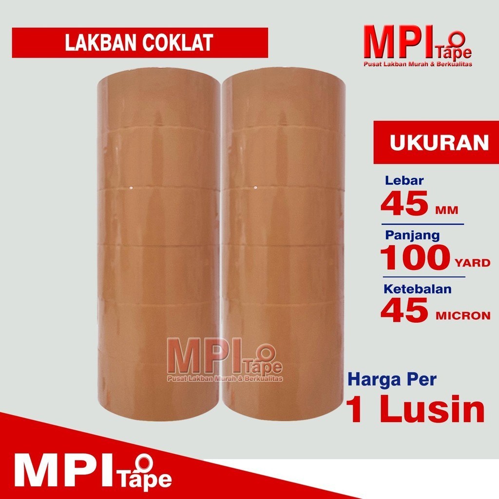 

1 Lusin - Lakban Coklat 45 mm x 100 yard - Lakban Untuk Packing - MPI